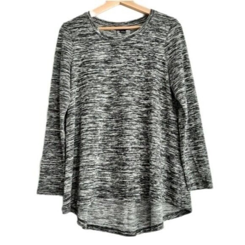 TRIBAL Crewneck Tee Long Sleeve Marled Grey Sz M